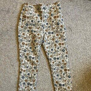 Sezane Floral Patterned Trousers - Cream and Brown
